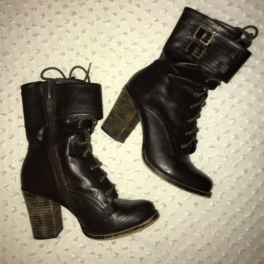 Dark Brown Booties 3 1/2 Inch Heel